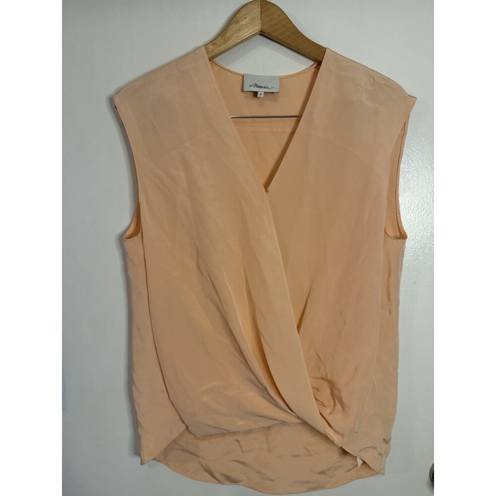 3.1 Phillip Lim Women’s 8 Blouse Light Orange Sleeveless Silk Top